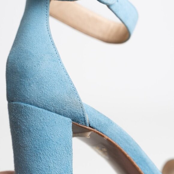 L'Agence Cecile Suede Ankle Strap Sandals Block Heel In Baltic Sea EU 36 - Picture 16 of 16